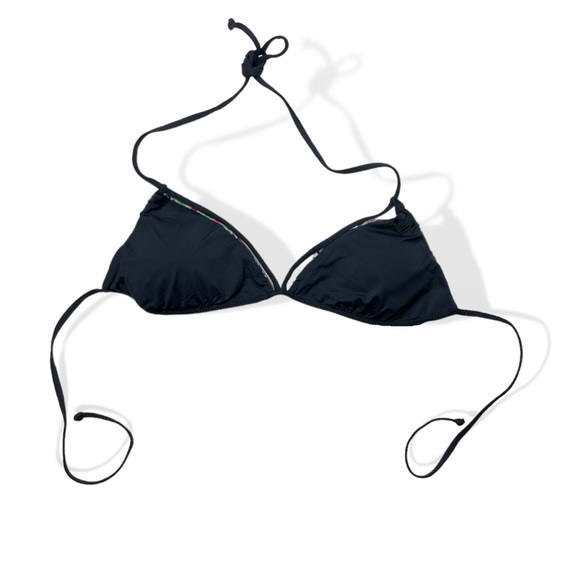 Roxy Reversible Cuba Cuba Color Story Print to Solid Black Triangle Bikini Top - Picture 3 of 9